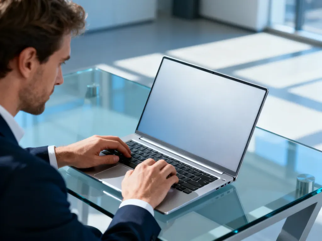 Elegancki, smukły laptop Huawei MateBook X Pro otwarty na nowoczesnym biurku, przy którym pracuje profesjonalista.