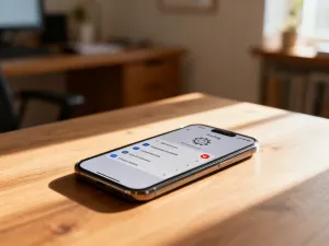 Ekran smartfona z ustawieniami sklepu z aplikacjami, na którym wyłączany jest przełącznik automatycznych aktualizacji.