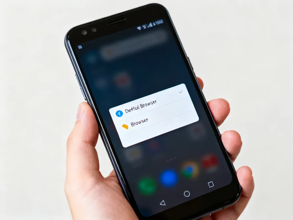 Smartfon z Androidem podczas wyboru domyślnej przeglądarki w ustawieniach