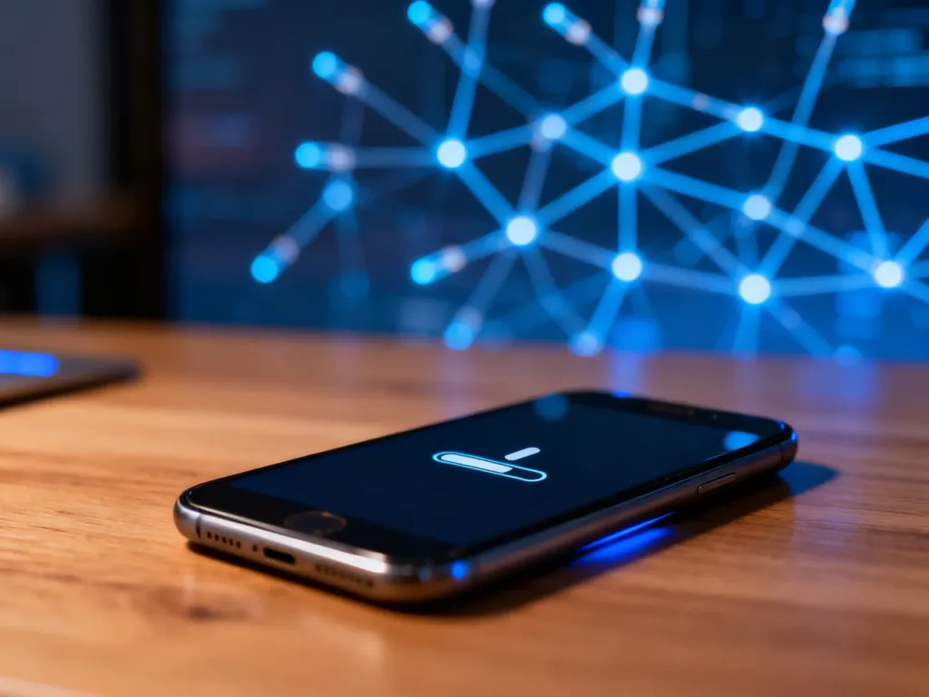 Nowoczesny smartfon z ikoną ładowania na ekranie, symbolizujący opóźnienia w przesyłaniu wiadomości w sieci.