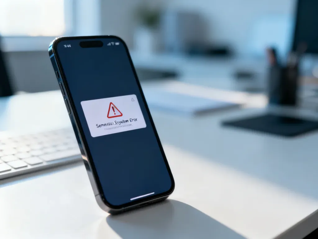Ekran smartfona z wyświetlonym powiadomieniem o błędzie systemu, symbolizujący problemy z działaniem usług Google Play.